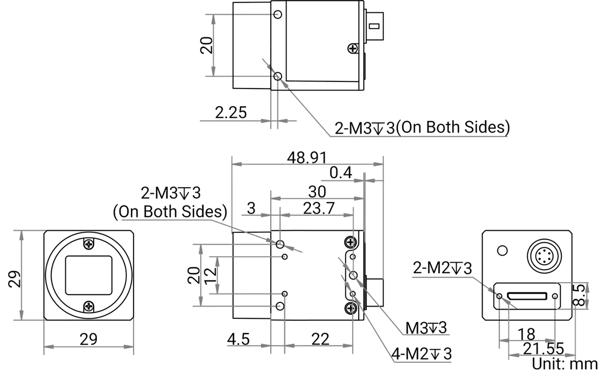 MV-CS020-10UM dimensions (mm)