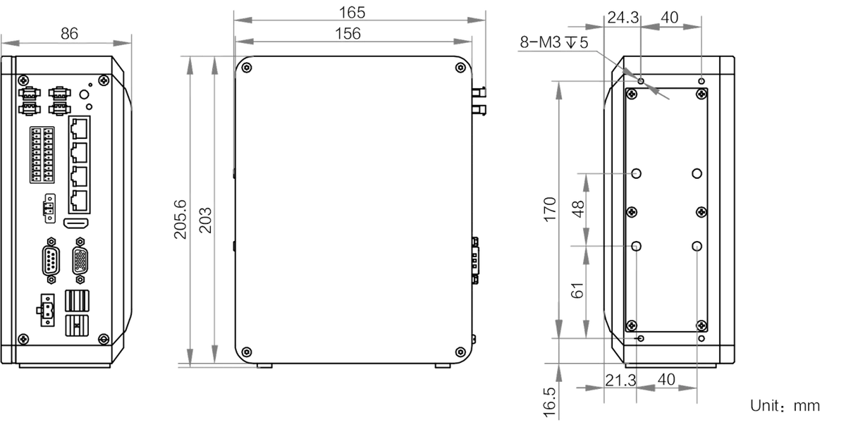 MV-VC2140-128G44-1T dimensions (mm)
