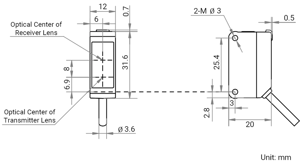 MV-PE5502 dimensions (mm)