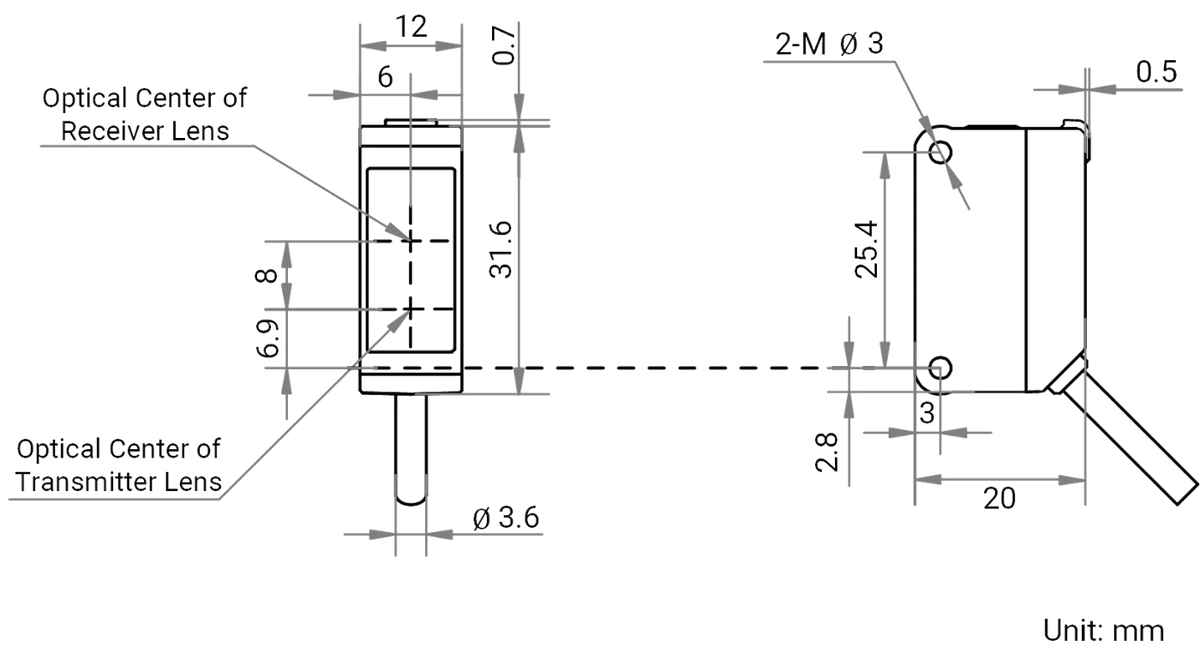 MV-PE5502 dimensions (mm)