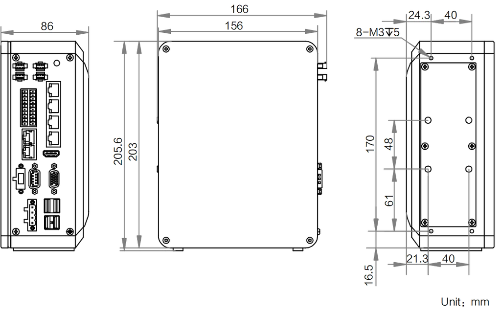 MV-SVC2509-16G60-512G dimensions (mm)