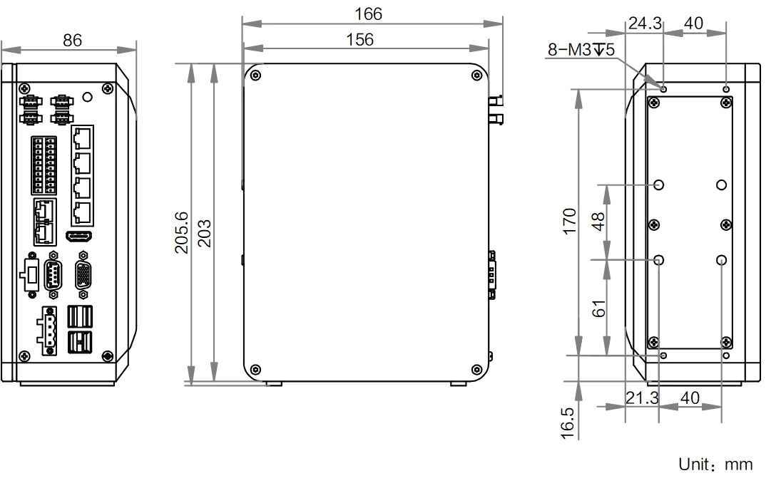 MV-SVC2509-16G60-512G dimensions (mm)