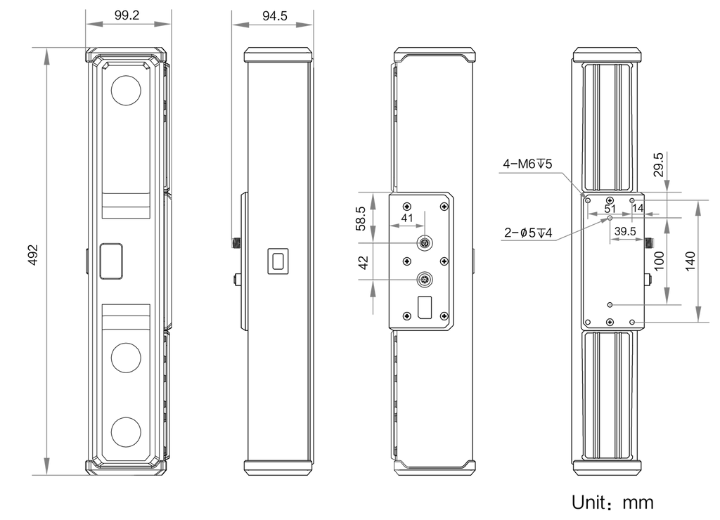 MV-DLS600P dimensions (mm)