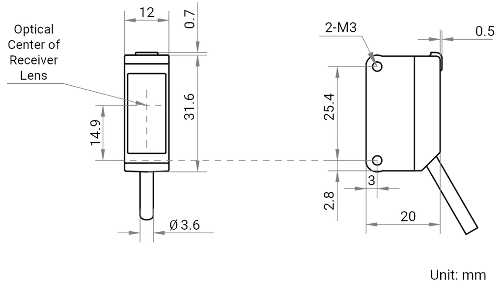 MV-PE5101-P dimensions (mm)