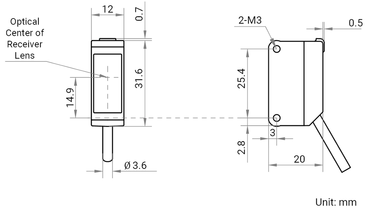 MV-PE5101-P dimensions (mm)