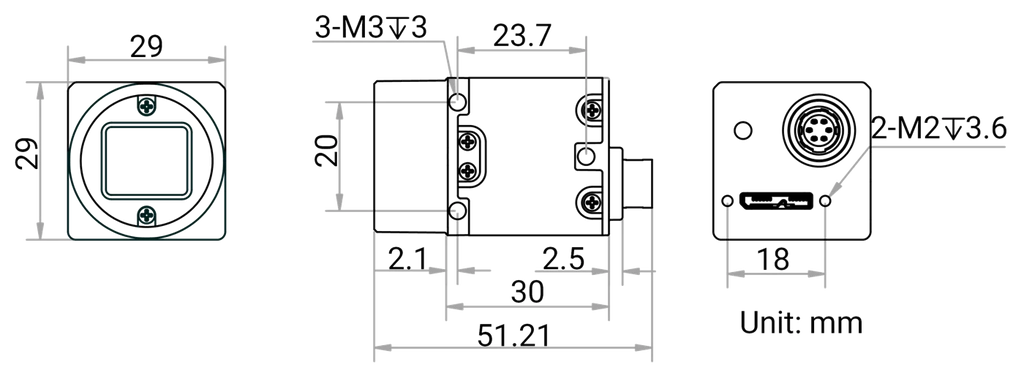 MV-CU050-60UM dimensions (mm)