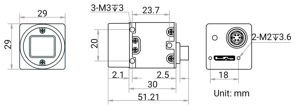 MV-CU050-60UM dimensions (mm)