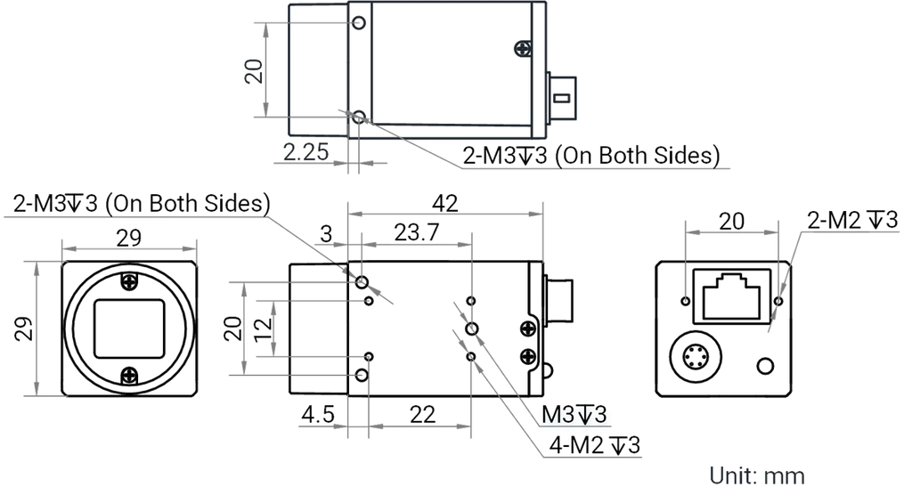 MV-CS050-90GM dimensions (mm)