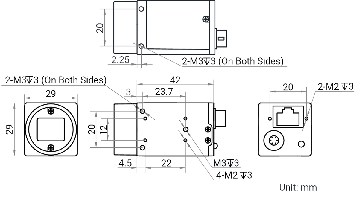 MV-CS050-90GM dimensions (mm)