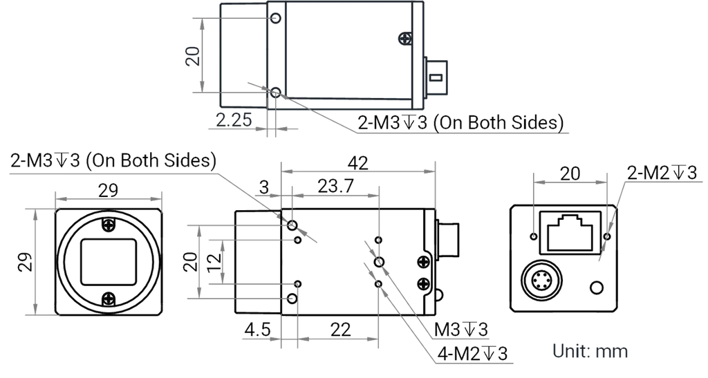 MV-CS050-80GM dimensions (mm)