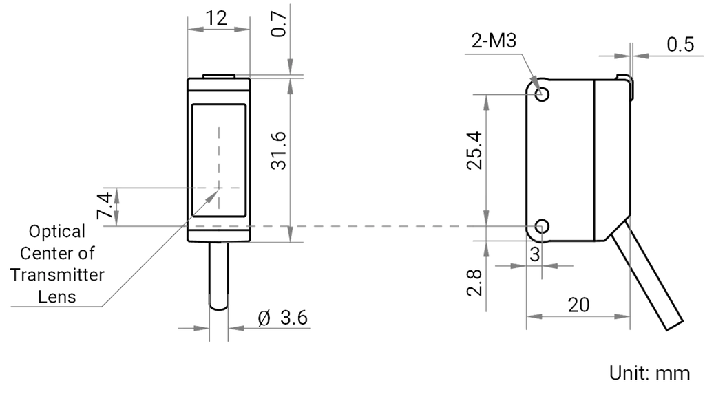 MV-PE5101 dimensions (mm)