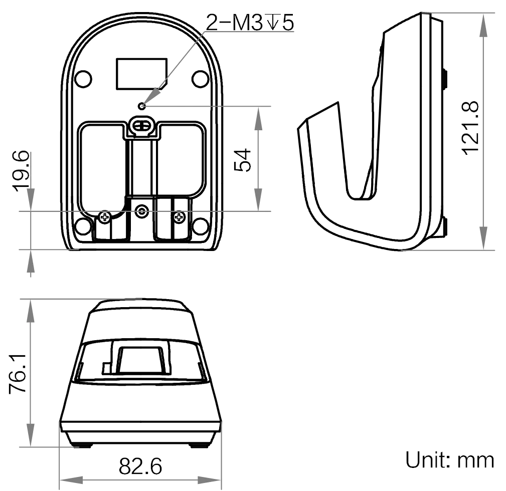 MV-IDH2000B/CBASE/U dimensions (mm)