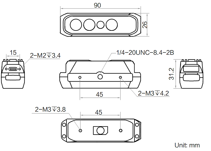 MV-DB02SNU dimensions (mm)