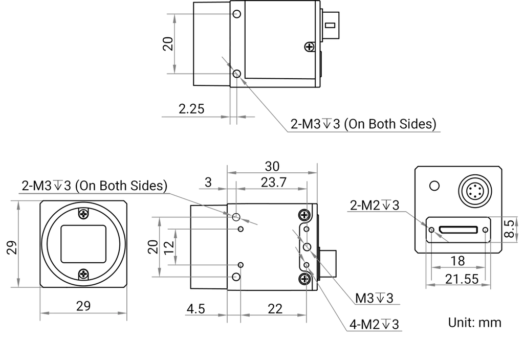 MV-CS050-80UM dimensions (mm)