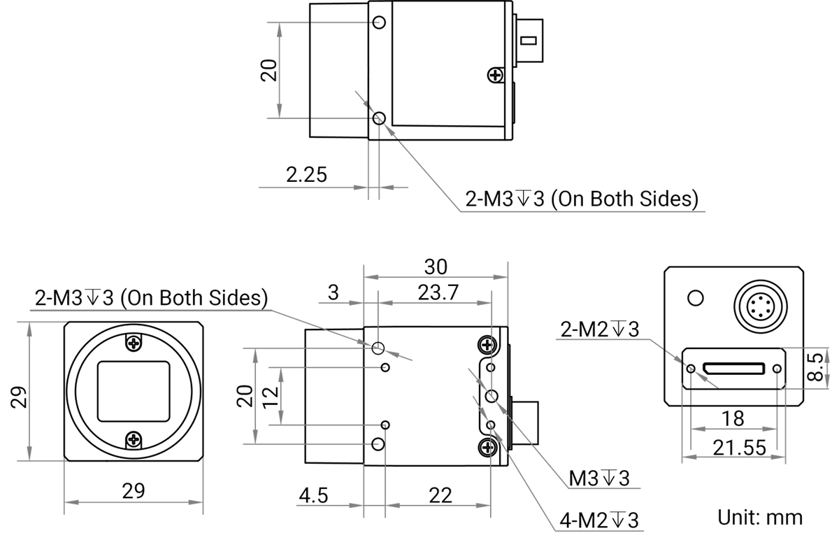MV-CS050-80UM dimensions (mm)