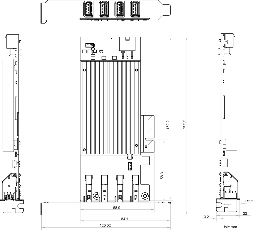 MV-GU2204 dimensions (mm)