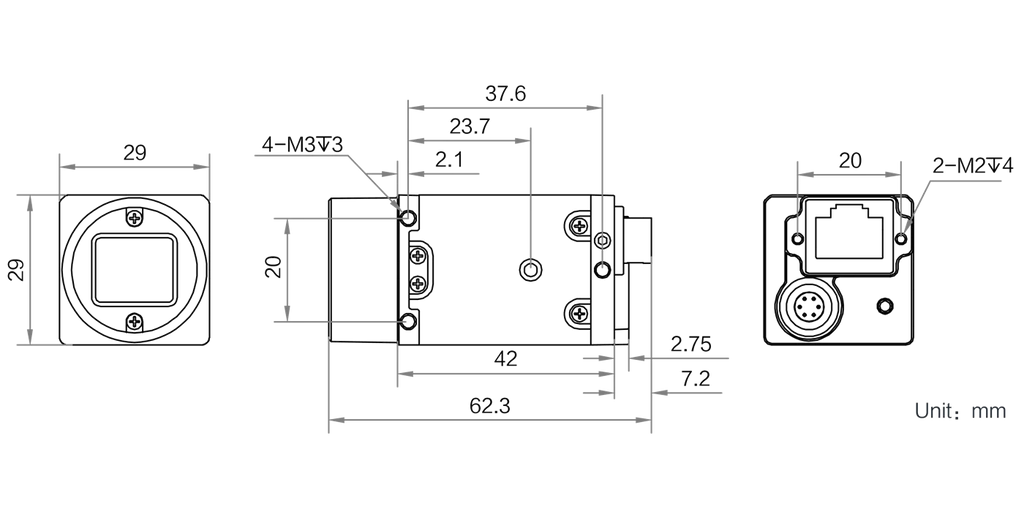 MV-CU050-30GC dimensions (mm)