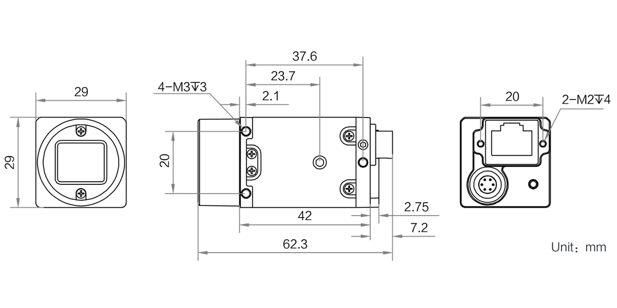 MV-CU050-30GC dimensions (mm)