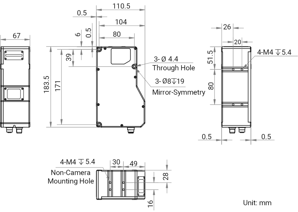 MV-DP4180-01P dimensions (mm)