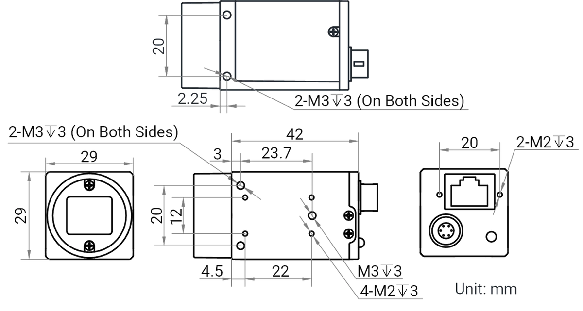 MV-CS013-80GM dimensions (mm)