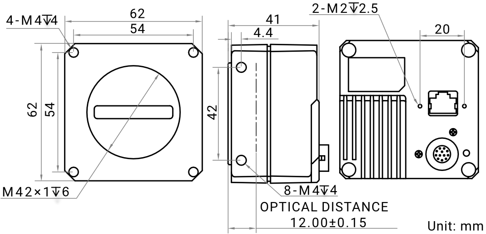 MV-CL022-91GM dimensions (mm)