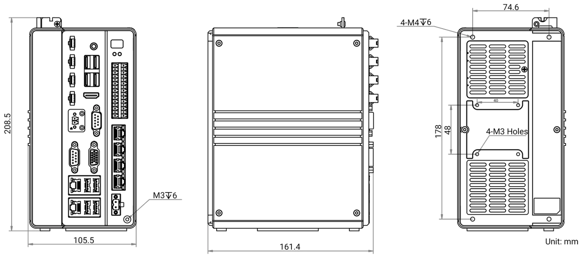 MV-VC3302H-128G60 dimensions (mm)