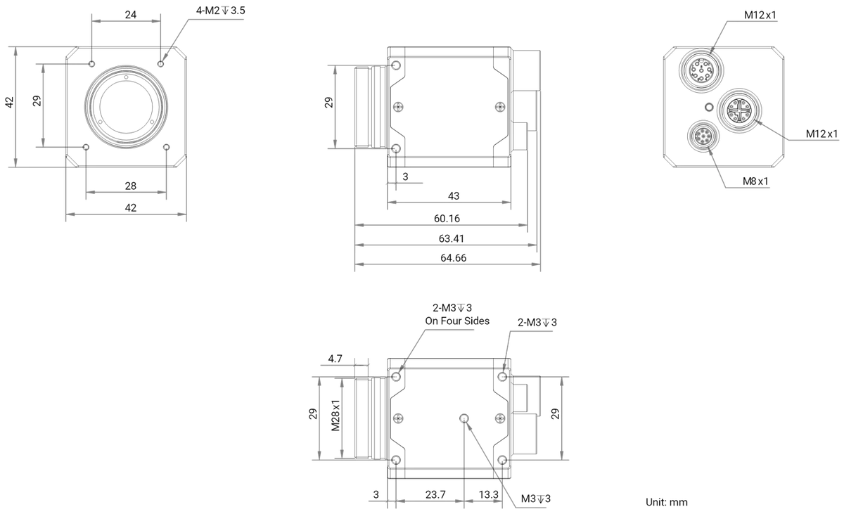 MV-CT2CG0050/G/NN/NN dimensions (mm)