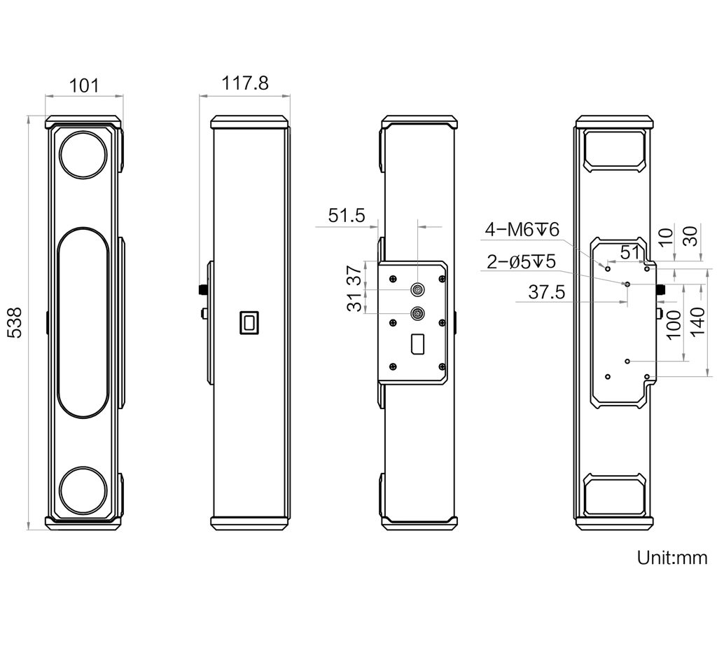 MV-DLS1400P dimensions (mm)