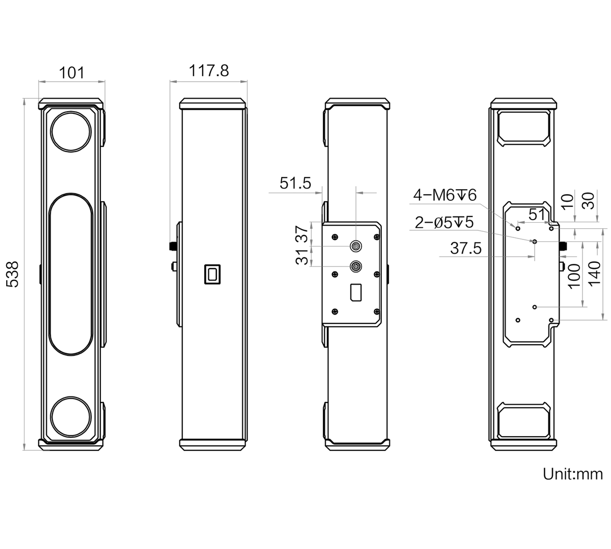 MV-DLS1400P dimensions (mm)