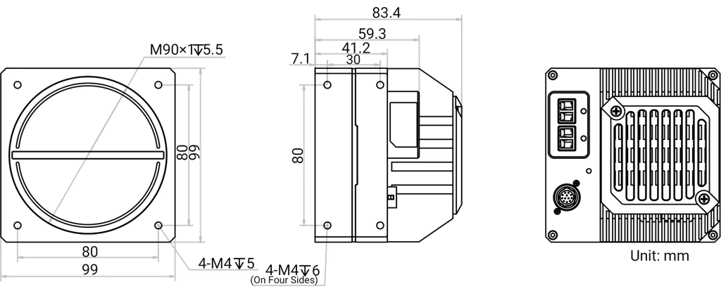MV-CL166-91F2C dimensions (mm)