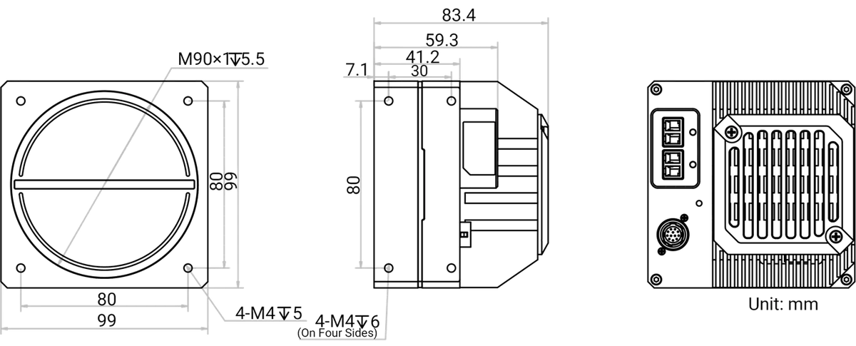 MV-CL166-91F2C dimensions (mm)