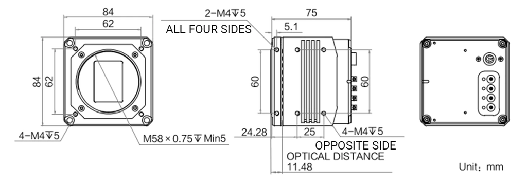 MV-CH210-90YM-M58S-NN dimensions (mm)