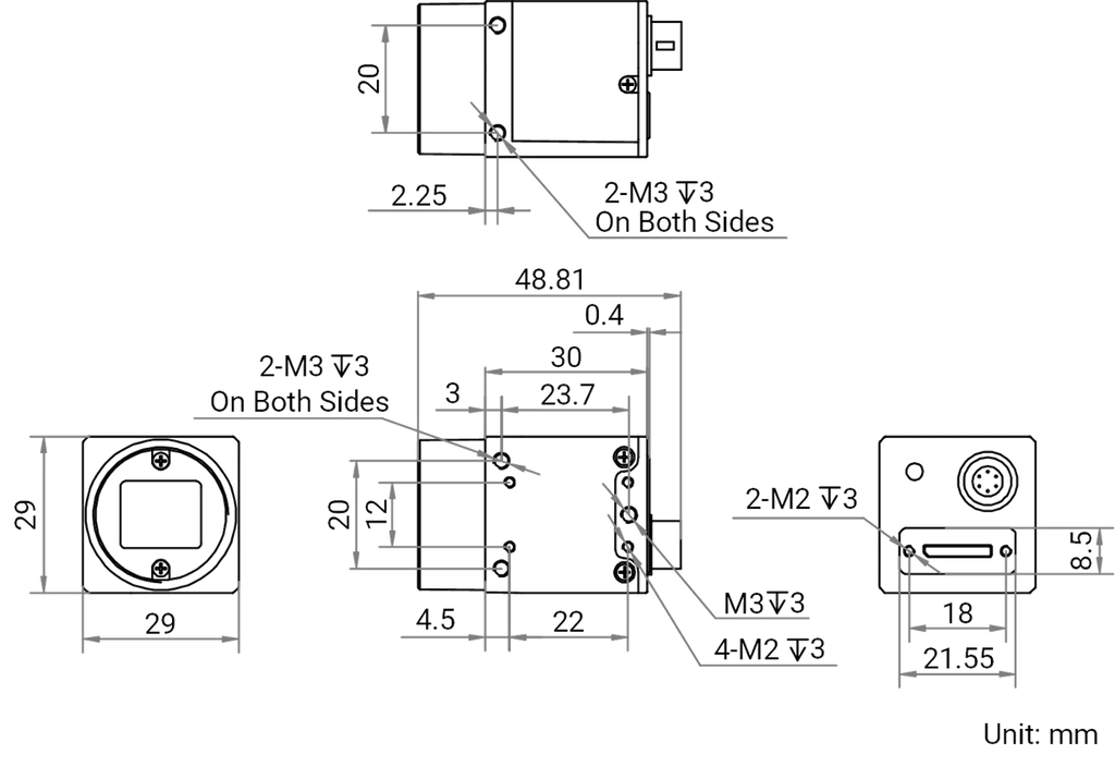 MV-CS120-10UM dimensions (mm)