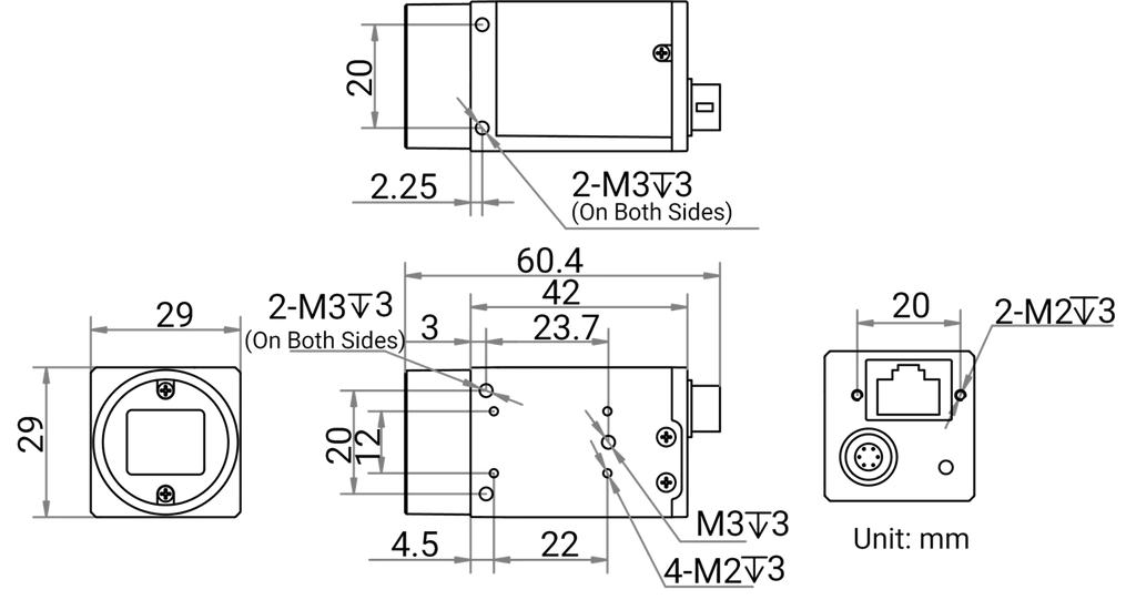 MV-CS050-60GM dimensions (mm)
