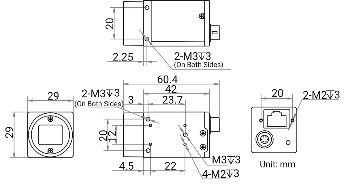 MV-CS050-60GM dimensions (mm)