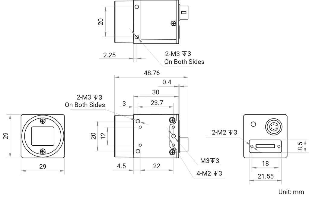 MV-CS050-60UM V5 dimensions (mm)