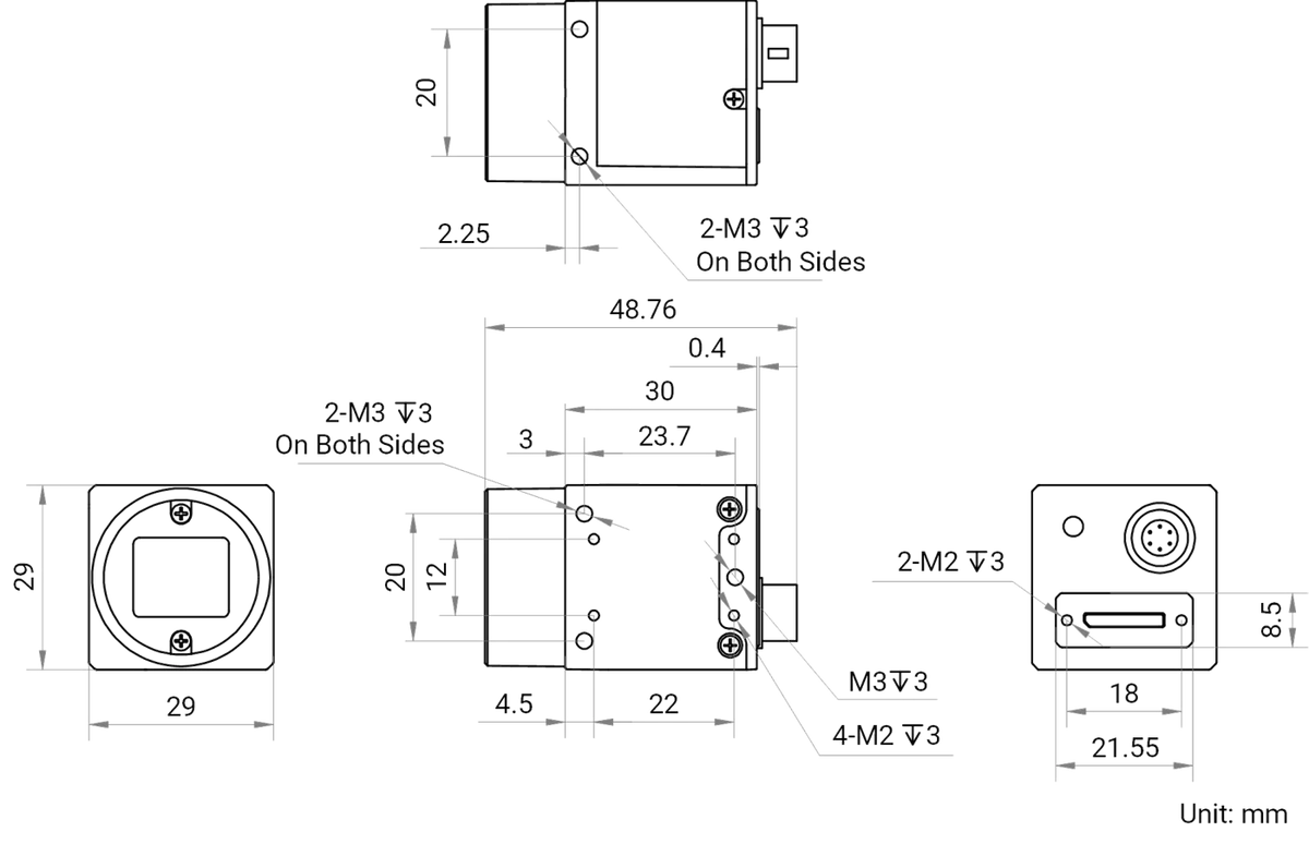 MV-CS050-60UM V5 dimensions (mm)