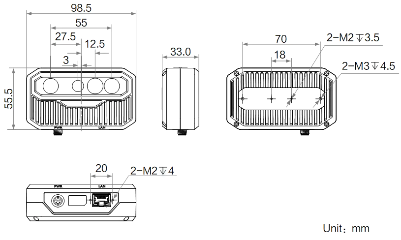 MV-DB300S-V dimensions (mm)