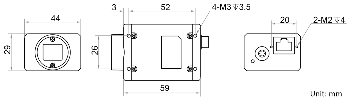 MV-CE200-10GM dimensions (mm)