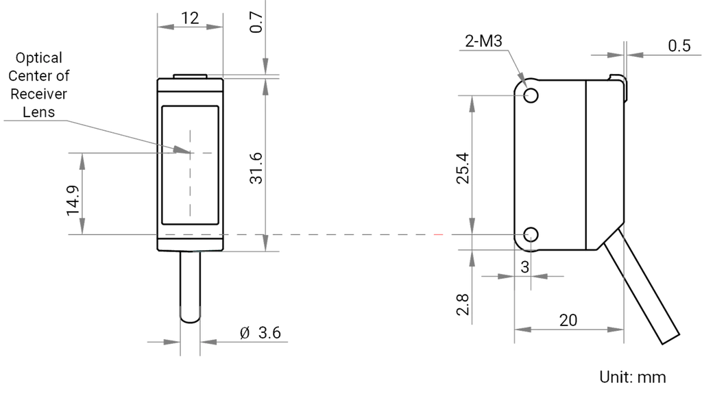 MV-PE5112 dimensions (mm)