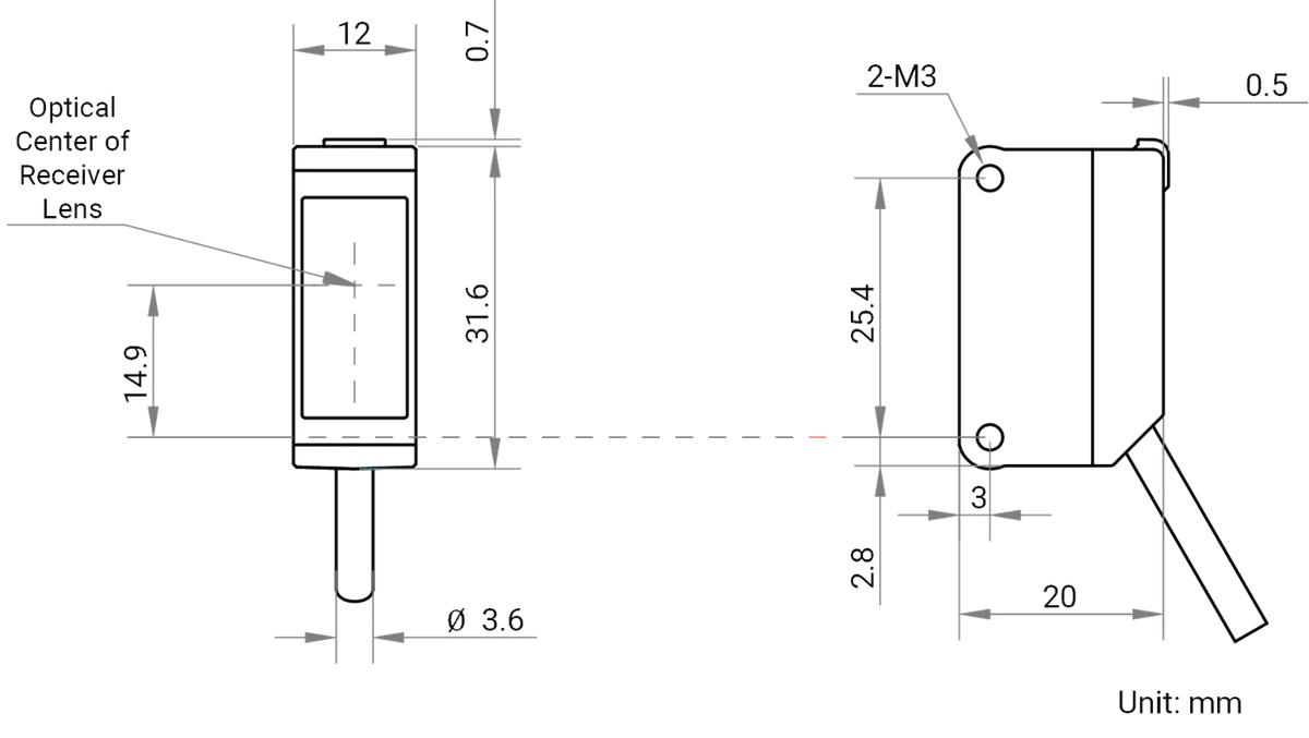 MV-PE5112 dimensions (mm)