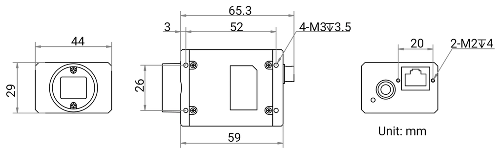 MV-CH250-90GM dimensions (mm)