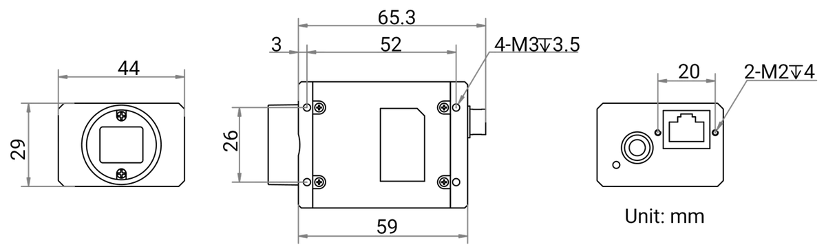 MV-CH250-90GM dimensions (mm)