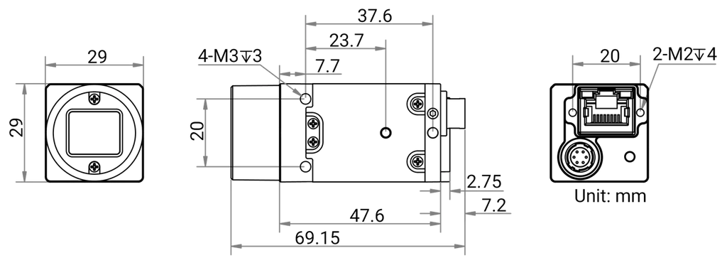 MV-CU050-90GM dimensions (mm)