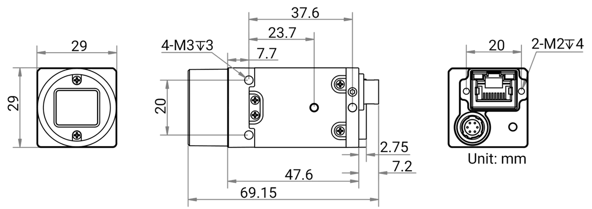 MV-CU050-90GM dimensions (mm)