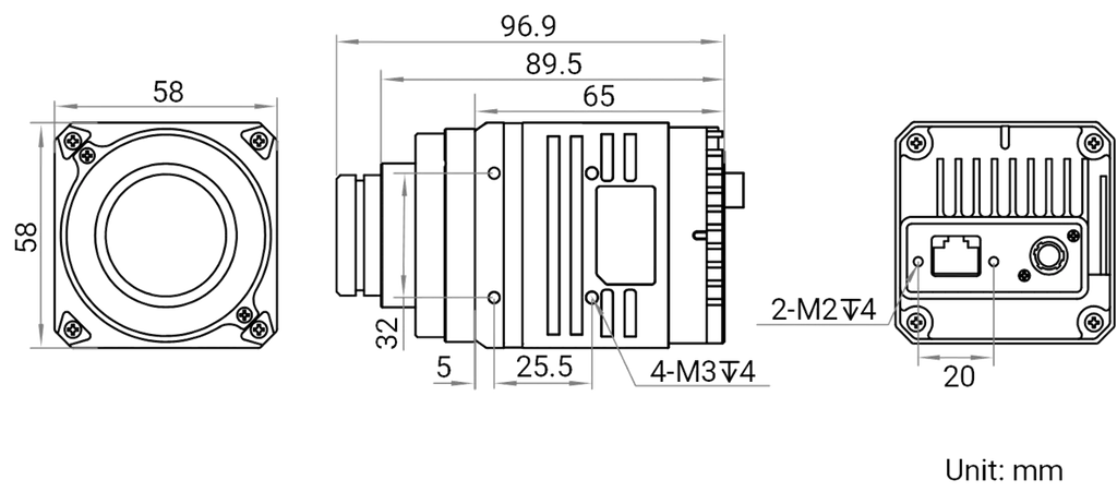 MV-CI003-GL-N25 dimensions (mm)