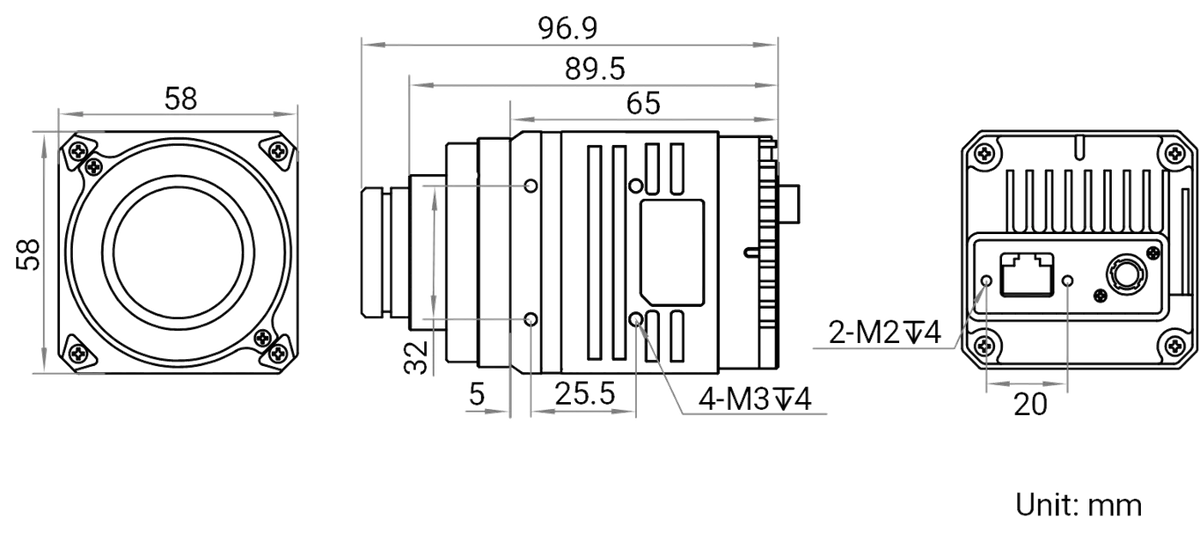 MV-CI003-GL-N25 dimensions (mm)