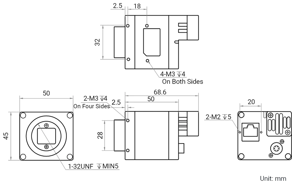 MV-CH050-90TM-C-NF dimensions (mm)