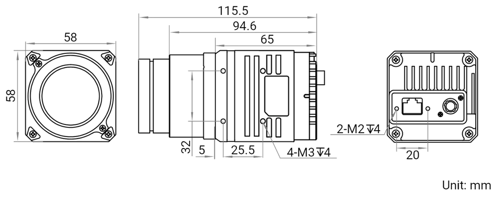 MV-CI003-GL-N6 dimensions (mm)