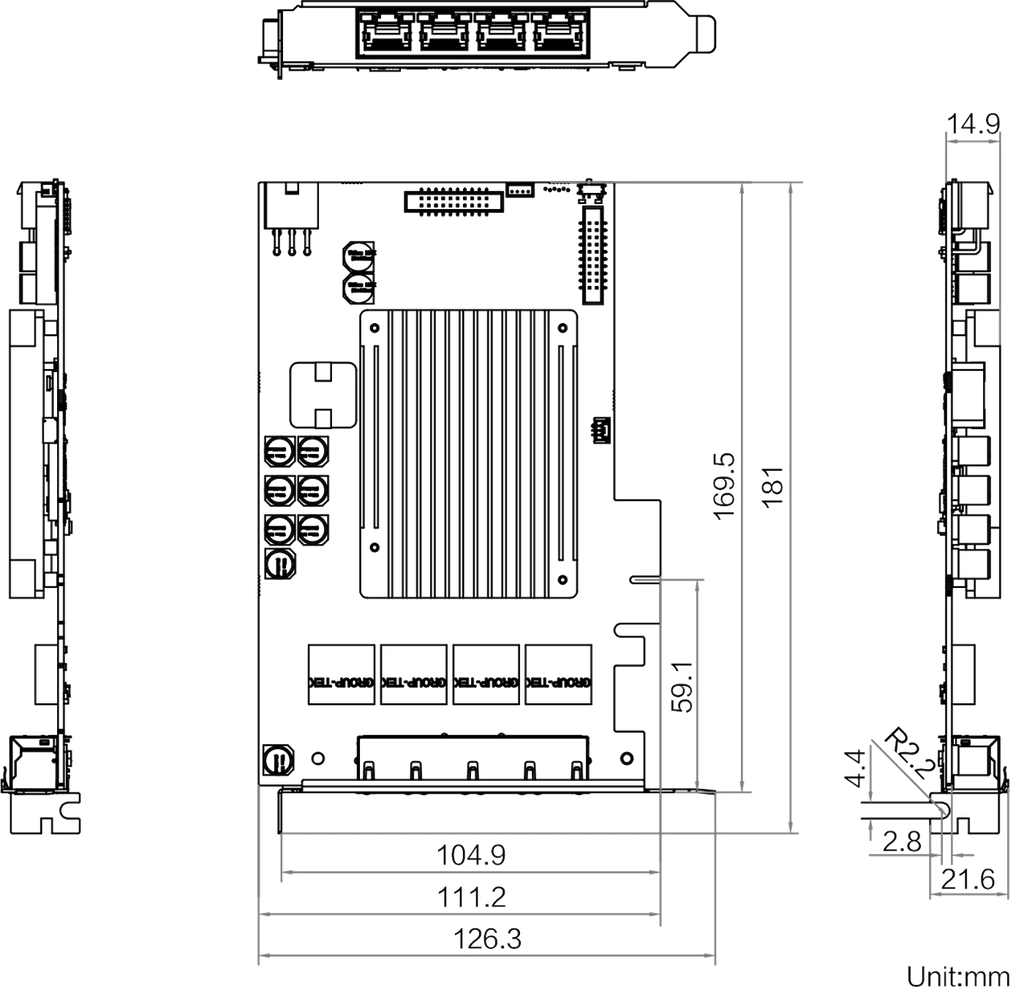 MV-GE1104P dimensions (mm)